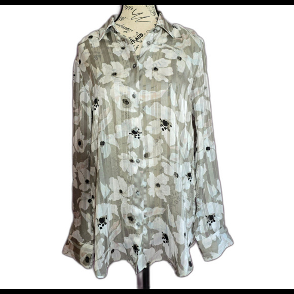 Banana republic long sleeve floral blouse flowy airy M - Picture 1 of 11